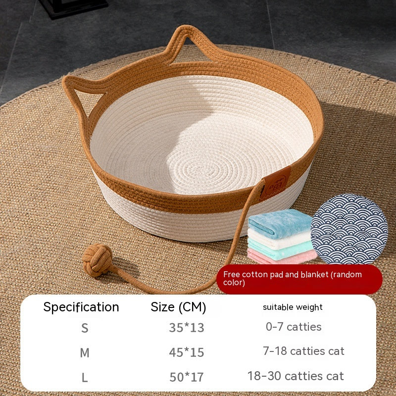 Coarse Linen Rattan Woven Four Seasons Universal Summer Cat Nest Pets Fashion