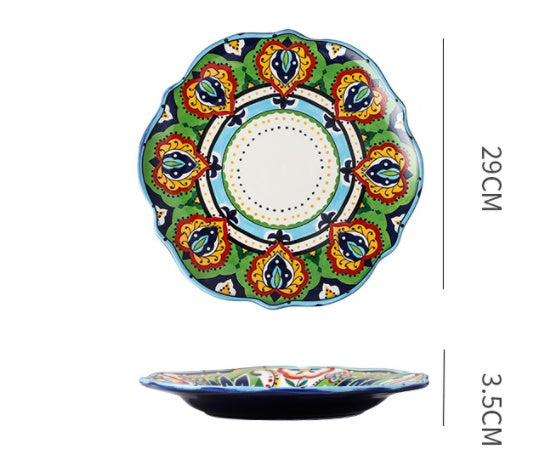 Underglaze Ceramic Tableware Bohemian Household Dishes LadyShow.Store