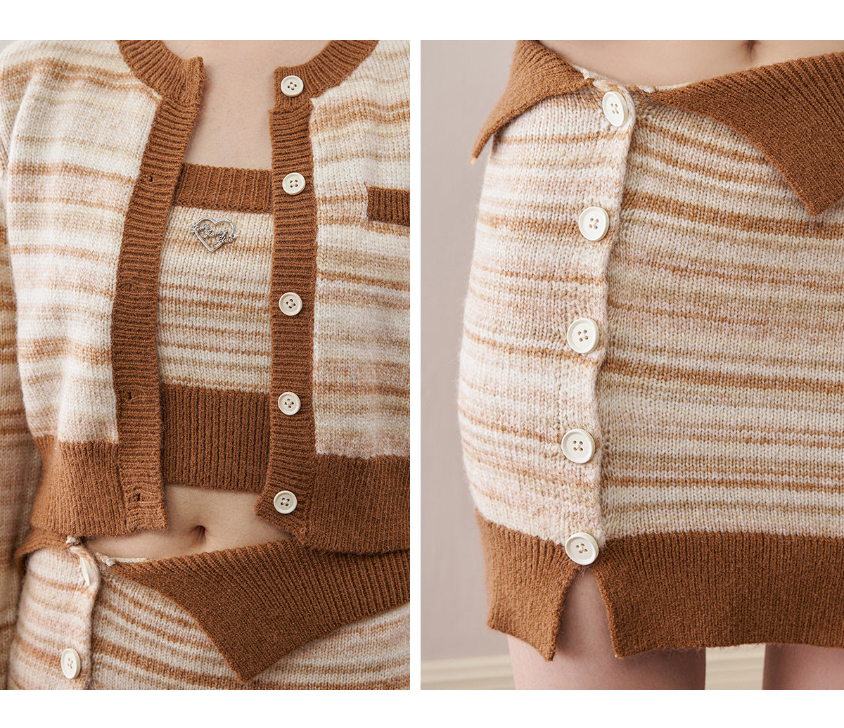 Winter Pairing With A Complete Set Of Knitted Cardigan Jackets