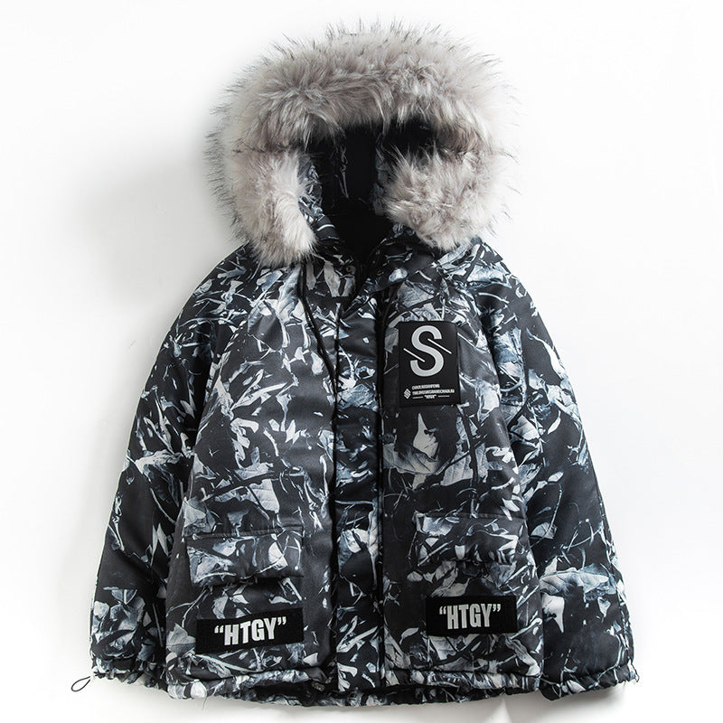 Winter Camouflage Cotton Jacket with Fur Collar for Men Pi-Mart