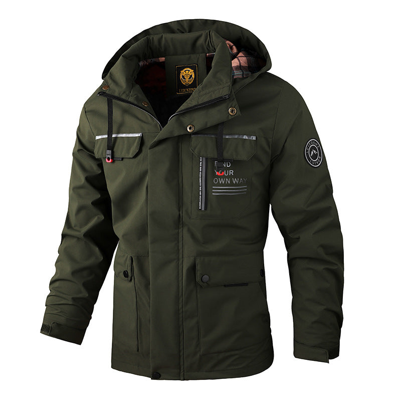 Men's Plus Size Hooded Jacket for Autumn & Winter Pi-Mart