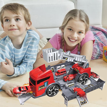 Children's Simulation Diecast Engineering Vehicle Model Set Deformation Storage Parking Lot Educational Toys LuxuryLifeWay Online Store