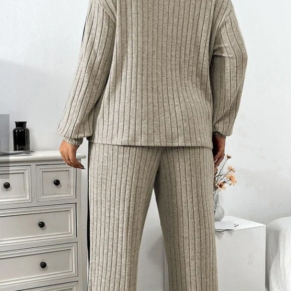 Casual Suit Women's Sweater Wide Leg Pants Two-piece Set LadyShow.Store