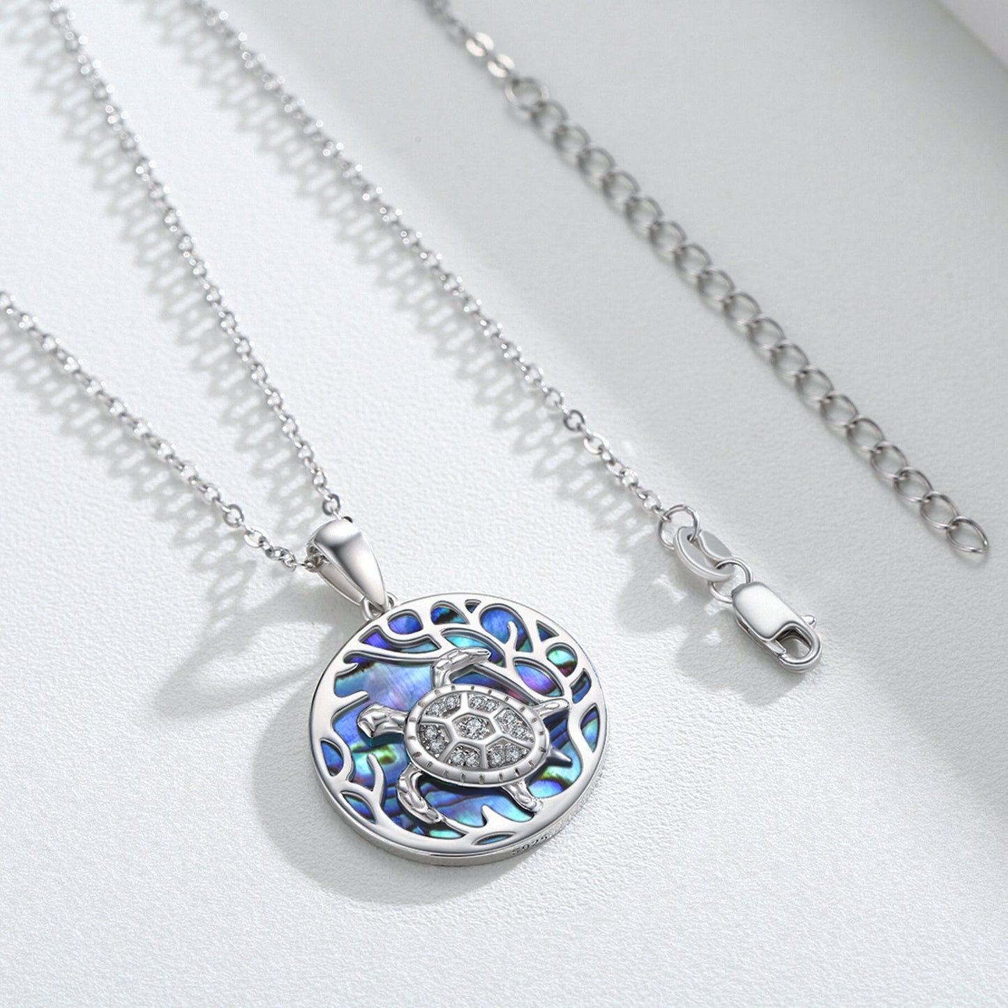 925 Sterling Silver Abalone Shell Turtle Pendant Necklace for Women and Ocean Enthusiasts LadyShow.Store
