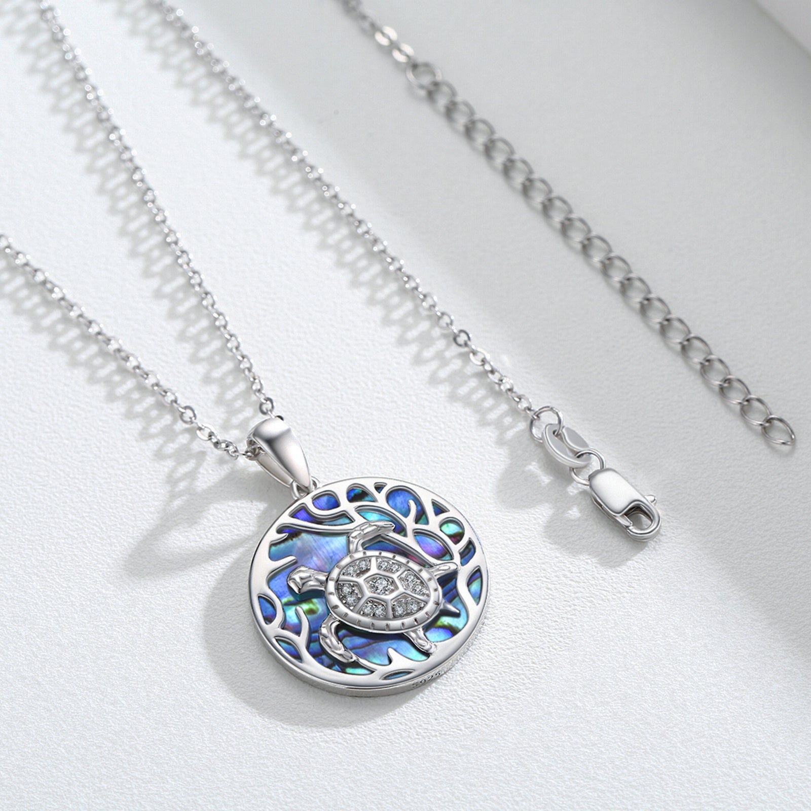 925 Sterling Silver Abalone Shell Turtle Pendant Necklace for Women and Ocean Enthusiasts LadyShow.Store