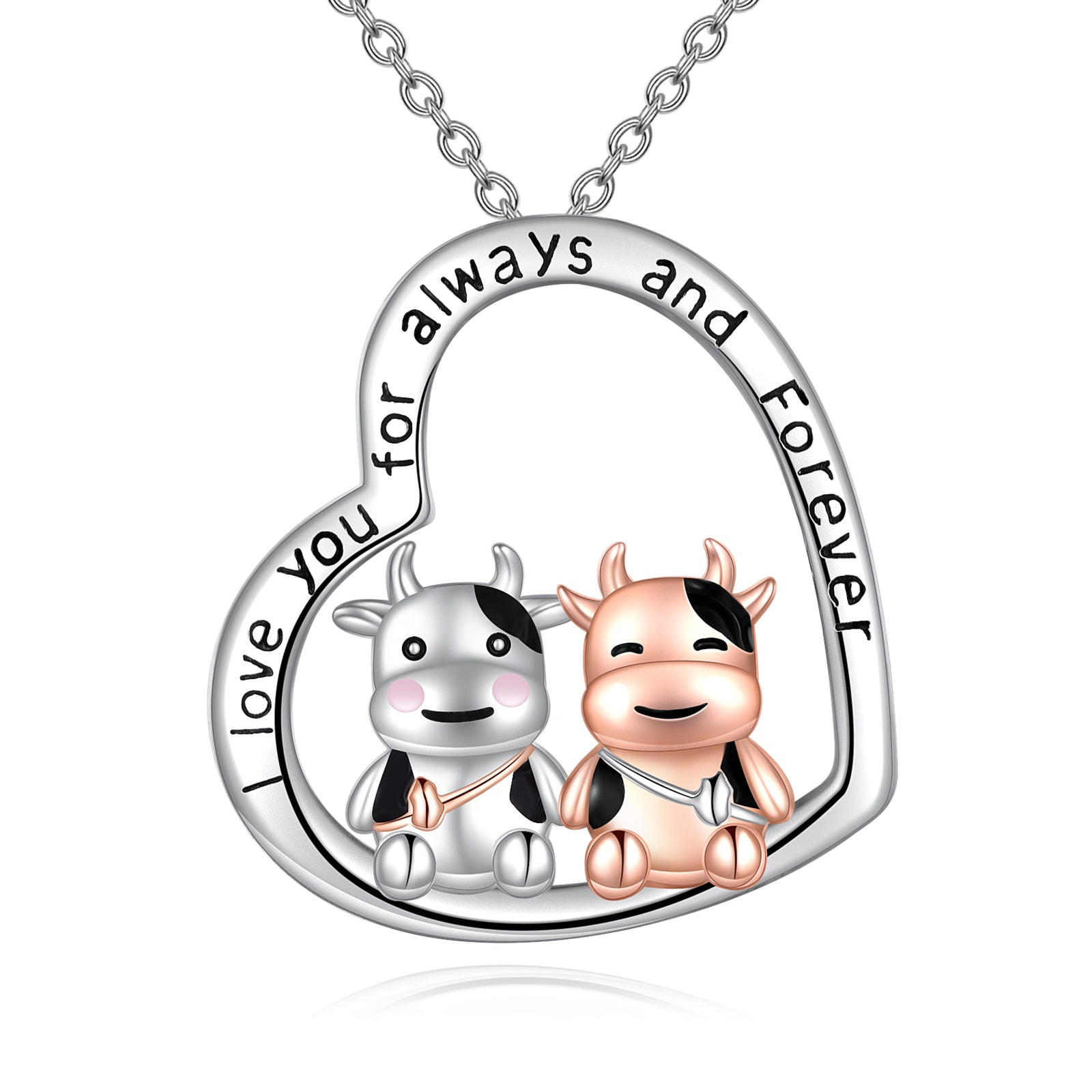 Cow Gifts Cow Necklace for Women 925 Sterling Silver I Love You Always and Forever LadyShow.Store