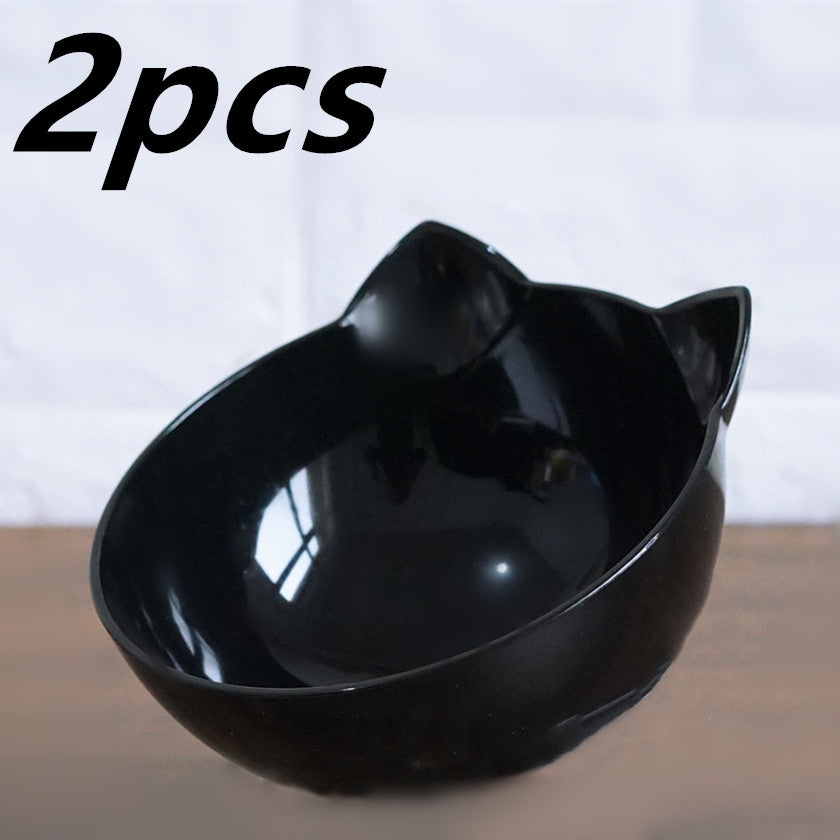 New Inclined Food Cat Ear Oblique Mouth Transparent Single Pet Bowl Pets Fashion