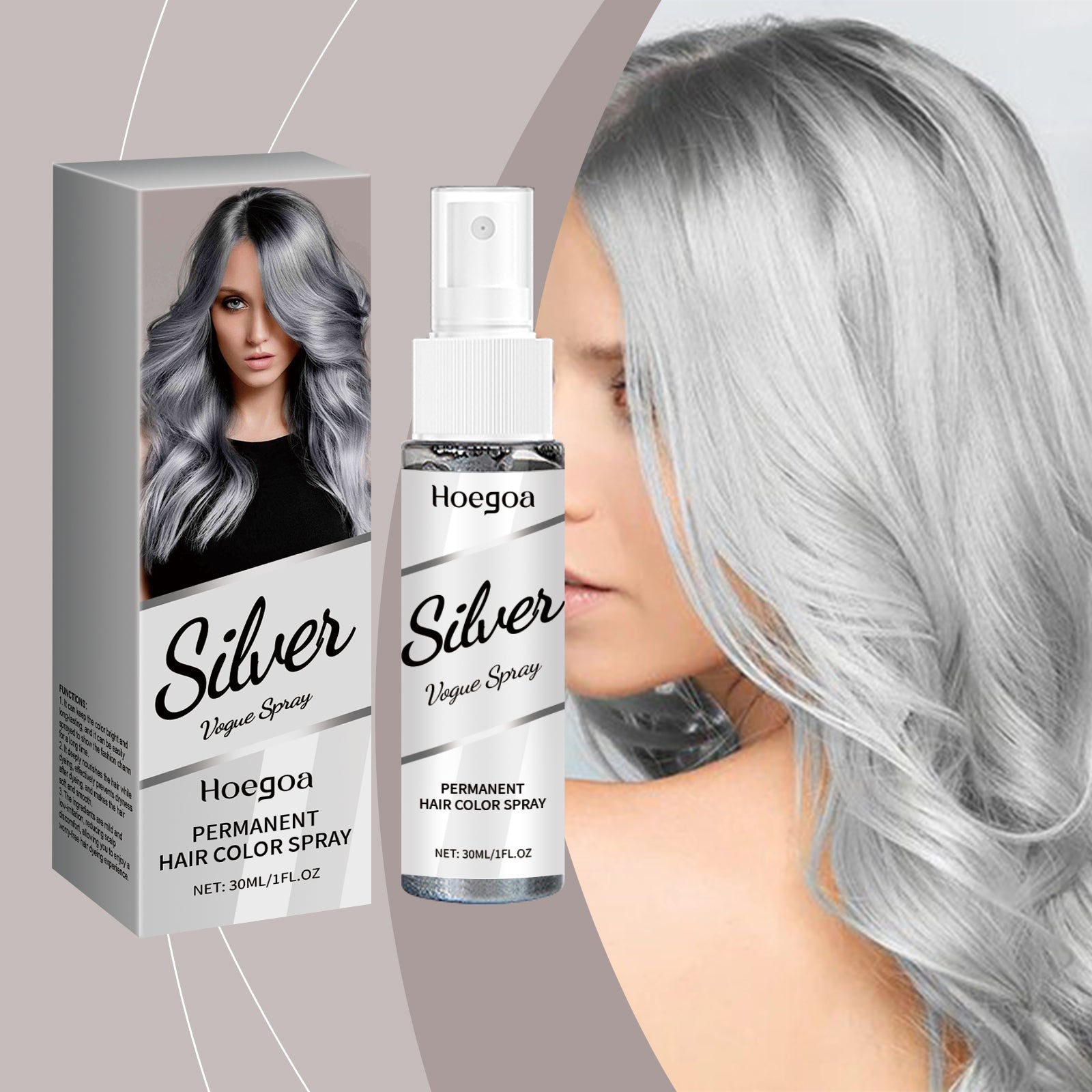 Silver Gray Hair Dye Spray 30ml Tri Light Beauty