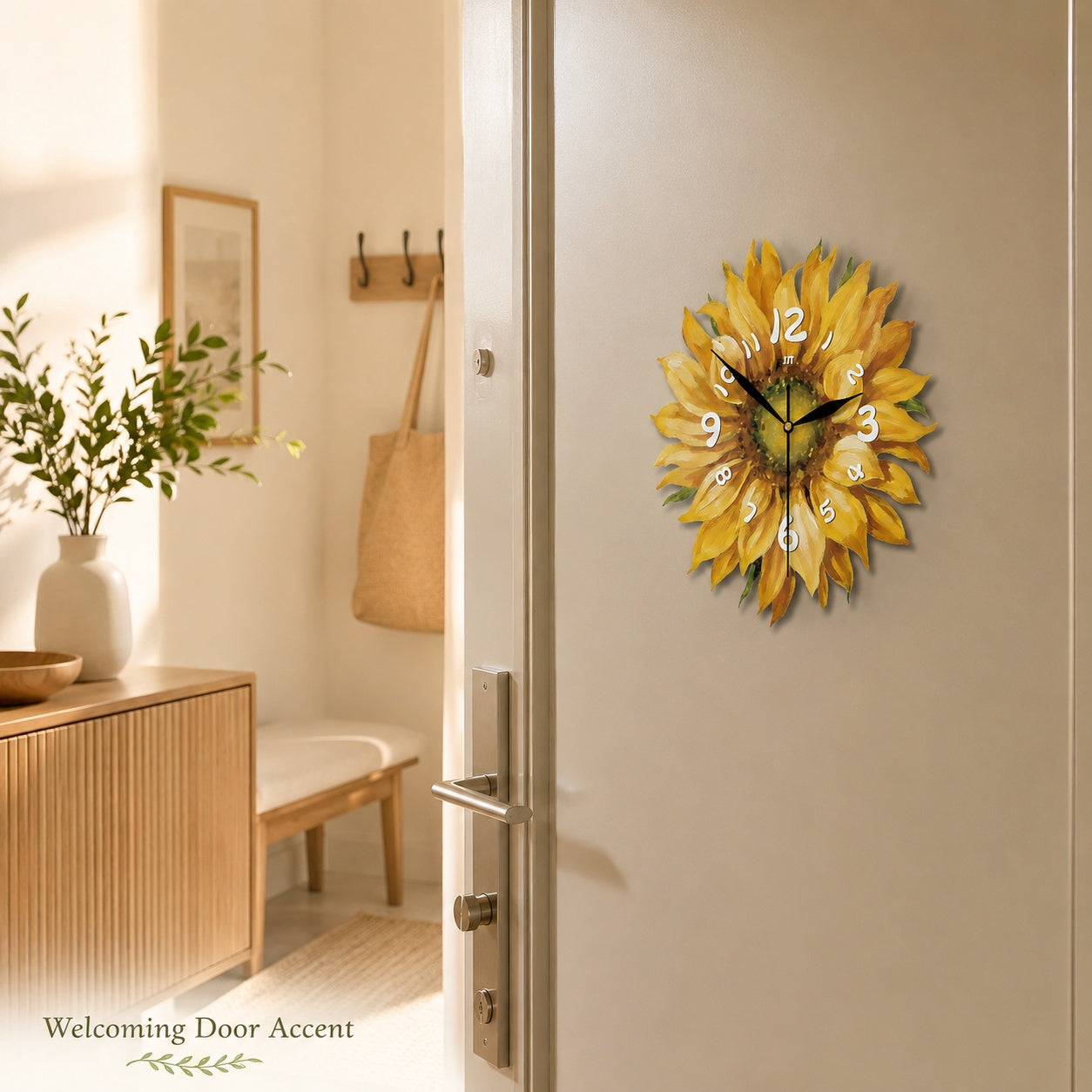 Sunflower Magnetic Fridge Clock Acrylic Decorative Kitchen Decor PearlNestDecor.com