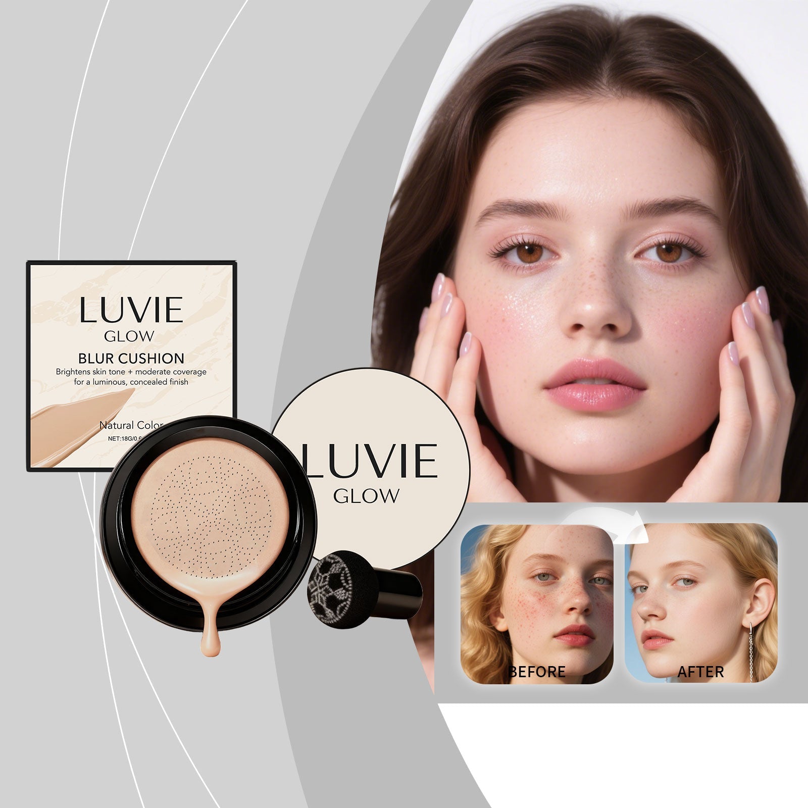 Radiant Flawless Cushion Foundation Natural Shade Tri Light Beauty