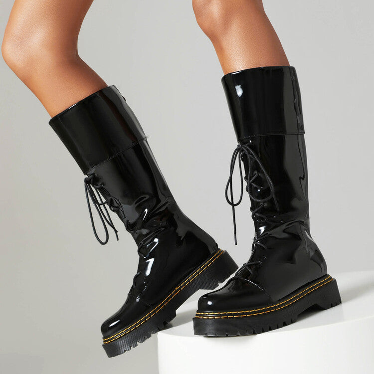 Womens High-heeled Lace-up Thigh-high Boots LadyShow.Store