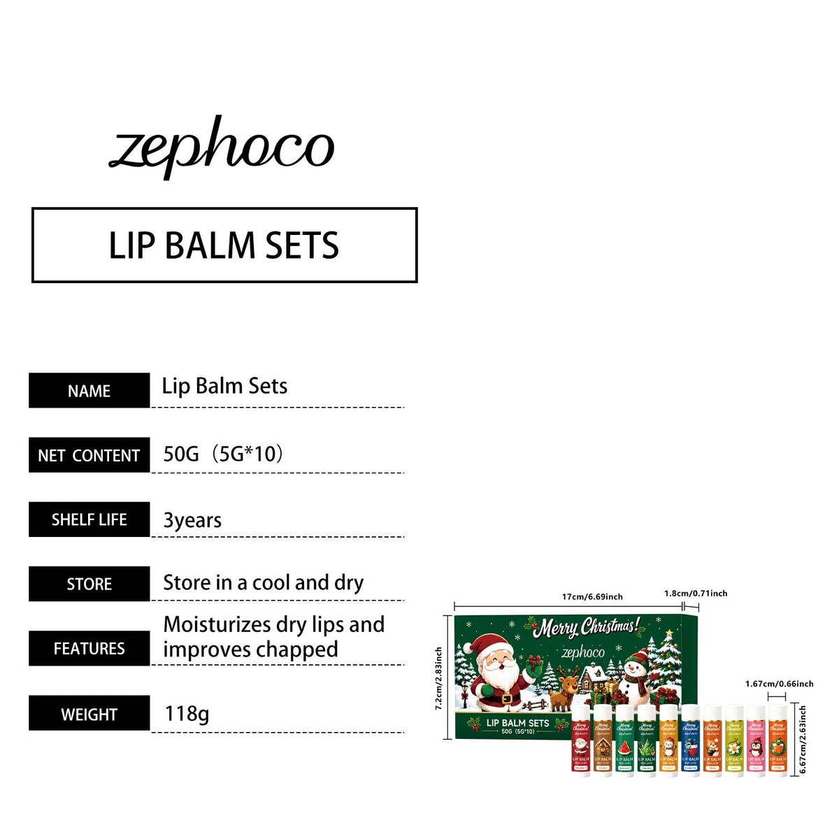 Christmas Moisturizing Lipstick Set 50g  Product Size 1.67x1.67x6.67cm Tri Light Beauty