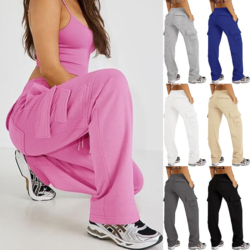 Multi-pocket Cargo Pants Casual Loose Sports Fitness Wide Leg Pants NorixaFashion.com