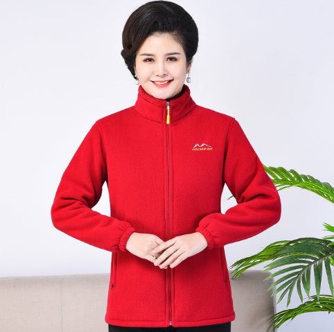 Middle-aged And Elderly Thickened Fleece Hooded Sweatshirt LadyShow.Store