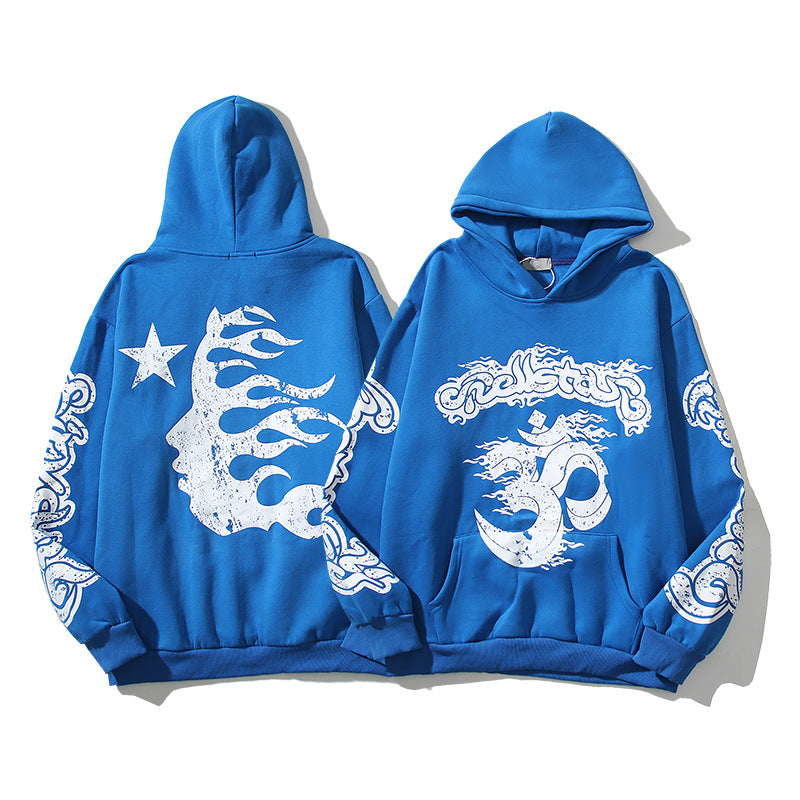 Letter Print Hooded Sweatshirt Men's Loose Long Sleeve Top