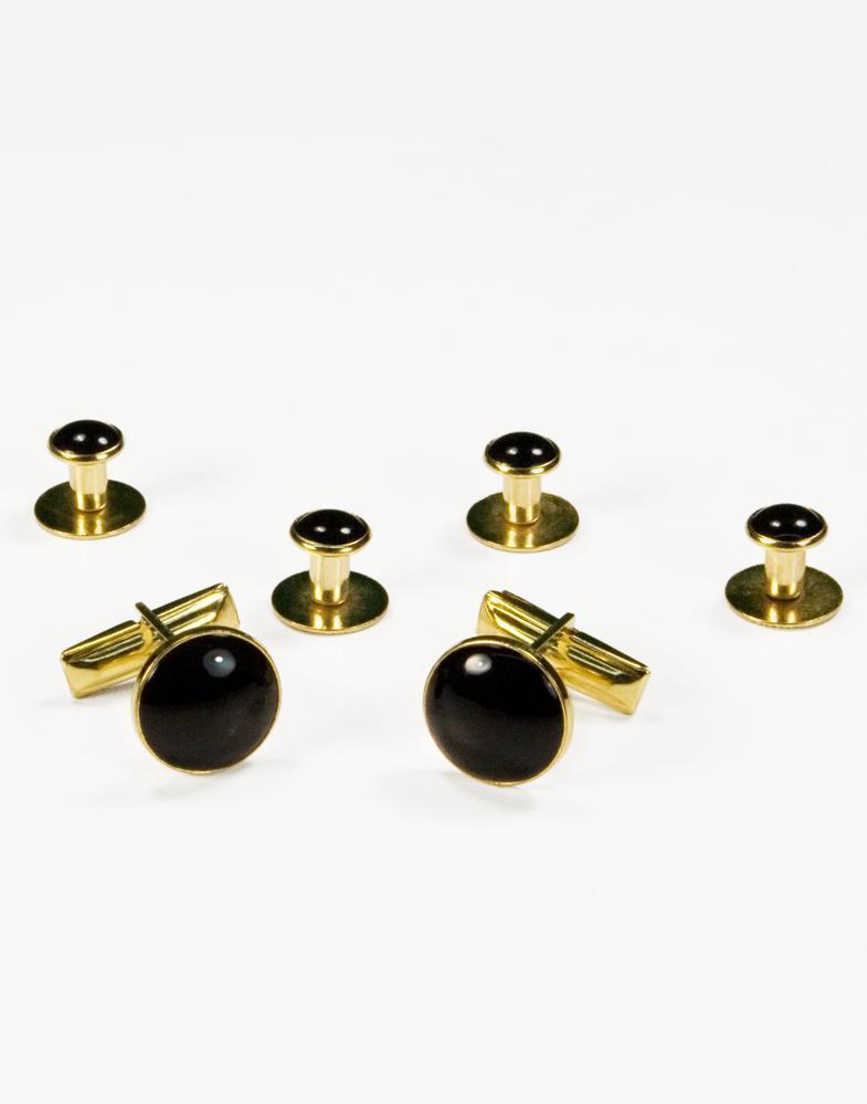 Basic Black with Gold Trim Studs and Cufflinks Set LuxuryLifeWay Online Store