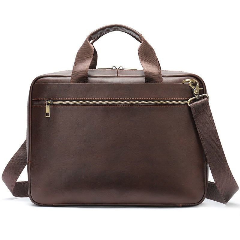 Genuine Leather Large Capacity Briefcase Men's Horizontal First Layer Cowhide Computer Storage Bag CJD