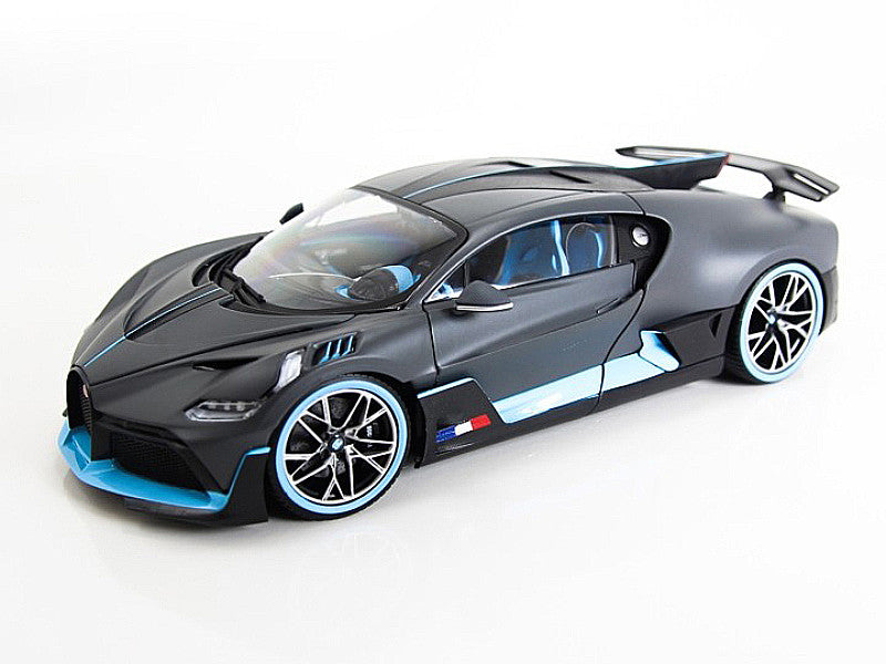 Bugatti Divo Matt Gray with Blue Accents 1/18 Diecast Model Car by Bburago LuxuryLifeWay Online Store