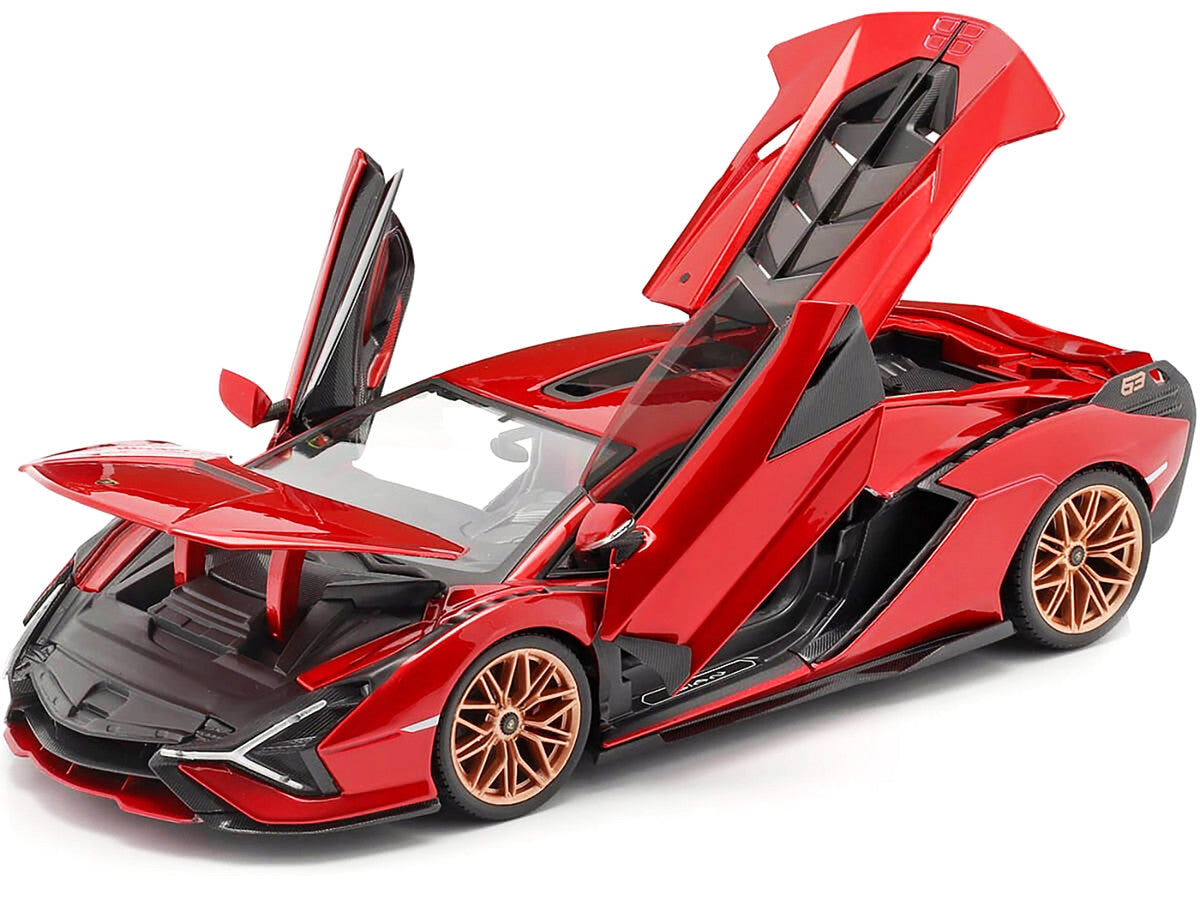Lamborghini Sian FKP 37 Red with Copper Wheels 1/18 Diecast Model Car by Bburago LuxuryLifeWay Online Store