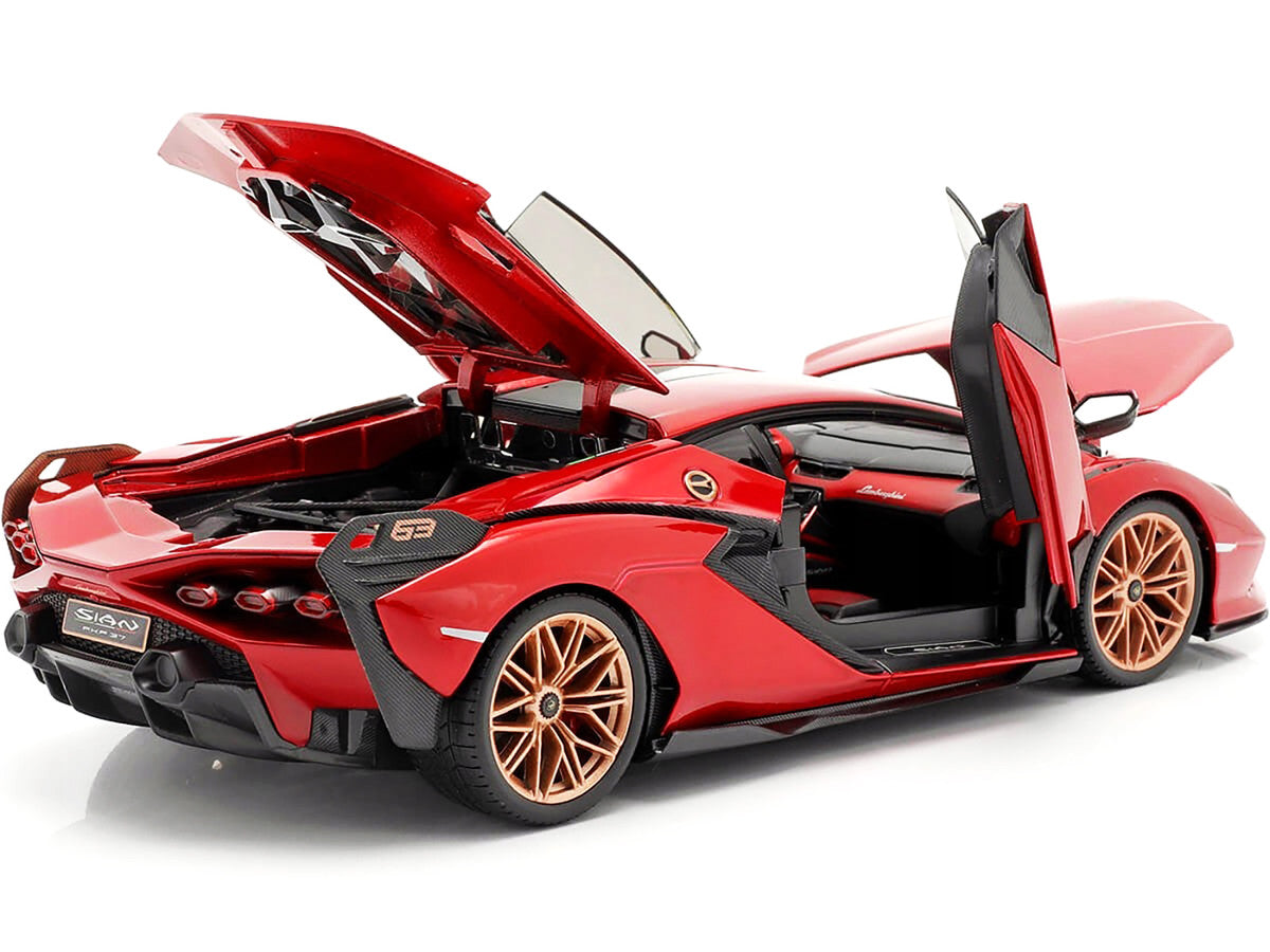 Lamborghini Sian FKP 37 Red with Copper Wheels 1/18 Diecast Model Car by Bburago LuxuryLifeWay Online Store