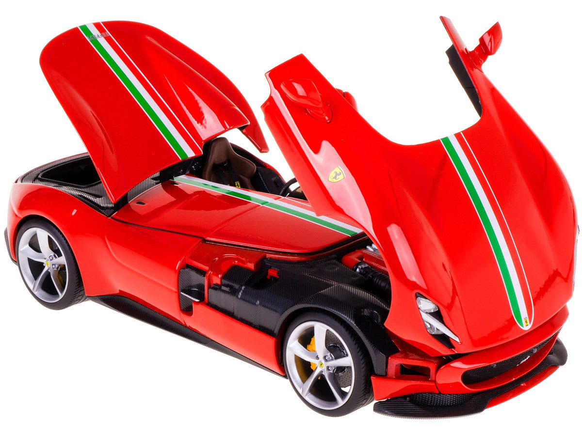 Ferrari Monza SP1 Red with Italian Flag Stripes "Signature Series" 1/18 Diecast Model Car by Bburago LuxuryLifeWay Online Store
