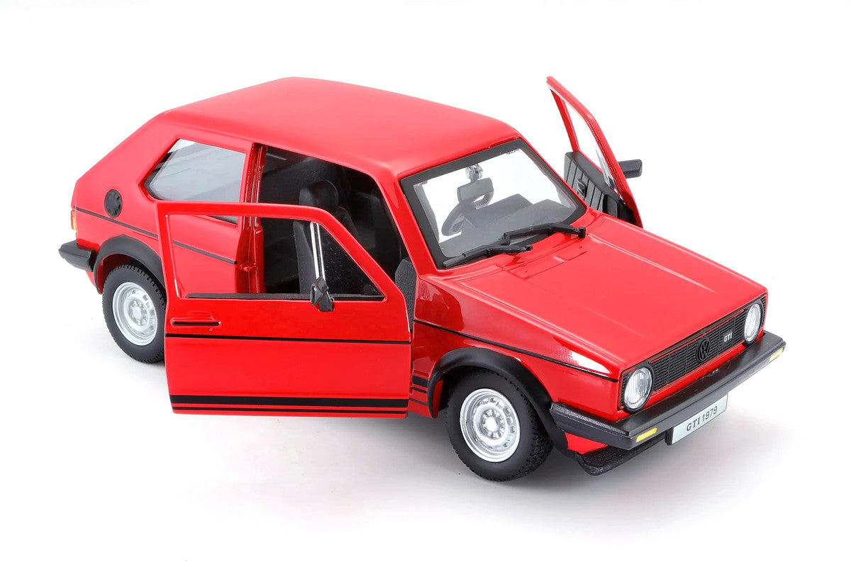1979 Volkswagen Golf Mk1 GTI Red with Black Stripes 1/24 Diecast Model Car by Bburago LuxuryLifeWay Online Store