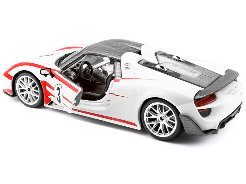 Porsche 918 Spyder Weissach #3 White 1/24 Diecast Model Car by Bburago LuxuryLifeWay Online Store