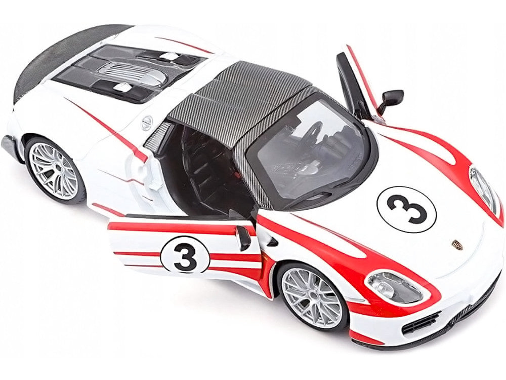 Porsche 918 Spyder Weissach #3 White 1/24 Diecast Model Car by Bburago LuxuryLifeWay Online Store