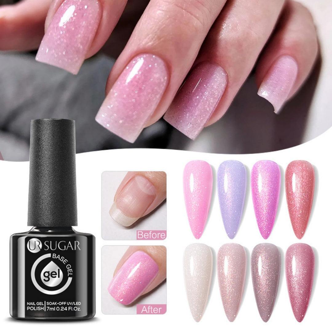 Reinforced Long-lasting No-file Base Coat With Shimmering Glitter Gel Polish LadyShow.Store