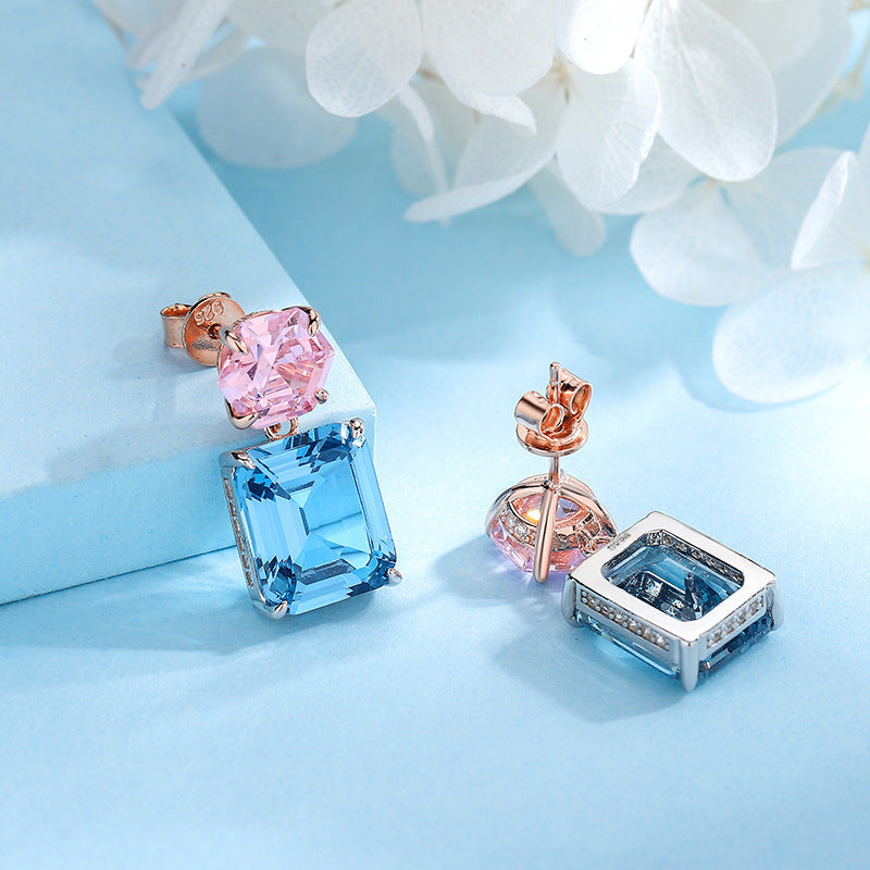 S925 Silver Pagoda Sapphire Earrings LadyShow.Store