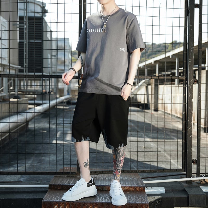 Men's Loose Ice Silk Half Sleeve T-shirt Pi-Mart