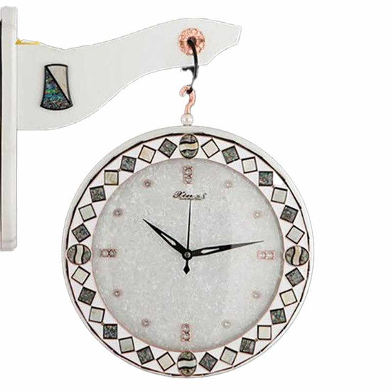 Creative Shell Carving Double-sided Wall Clock Silent PearlNestDecor.com
