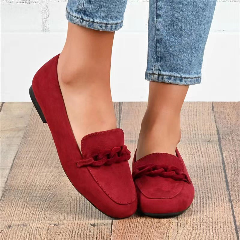 Women's Chain Slip-on Black Flat Casual Loafers LadyShow.Store