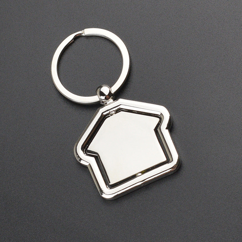 Simple House Rotating Metal Keychains LadyShow.Store