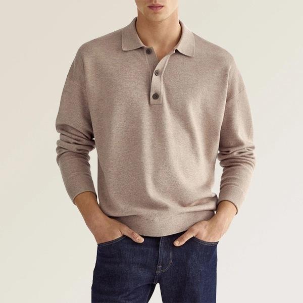 New Autumn Long Sleeve V-neck Buttons Men's Casual Jacket Polo Shirt LadyShow.Store