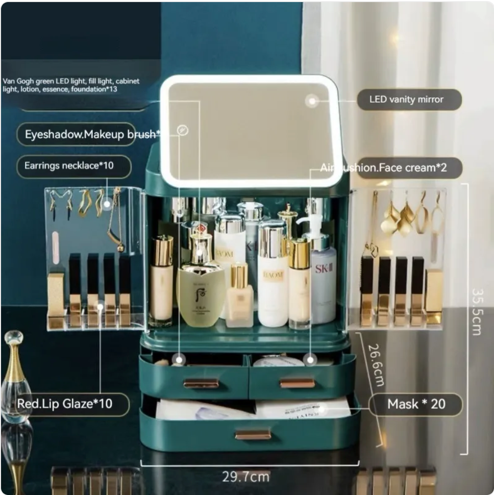 Large-Capacity Desktop Makeup Organizer with Mirror and Light LadyShow.Store