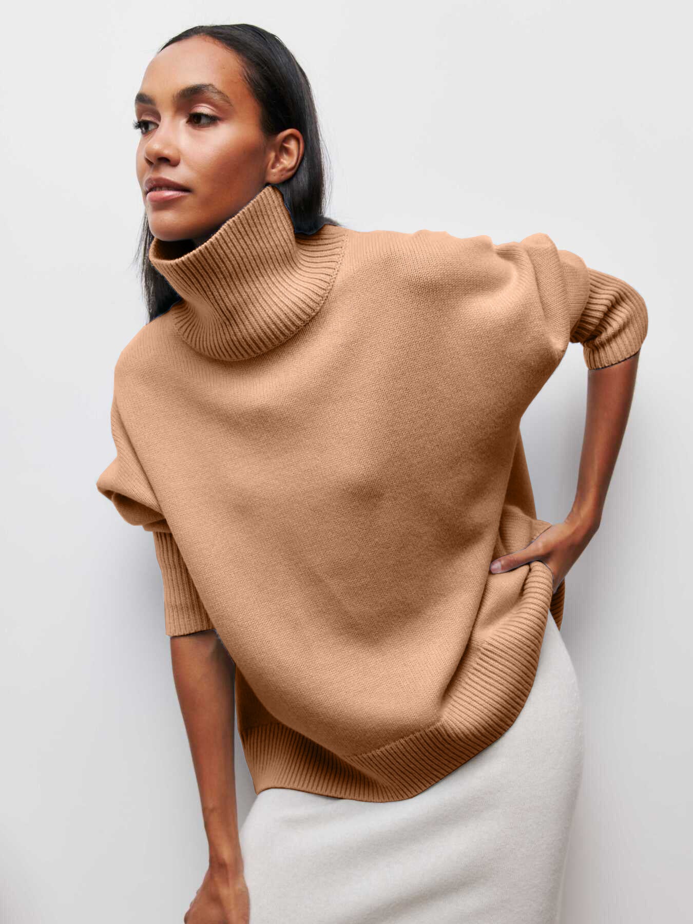 Winter Turtleneck Sweater Ins Solid Color Long Sleeve Pullover Top Women's Clothing LadyShow.Store