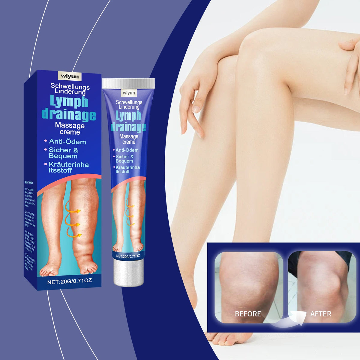 Relieve Leg Discomfort, Repair Daily Body Care, Moisturize The Skin, Massage Cream, Relieve Leg Swelling, Care Cream 20g 1 Box Tri Light Beauty