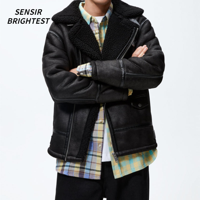TAOP&ZA Men's Faux Lamb Fur Jacket for Fall/Winter Pi-Mart