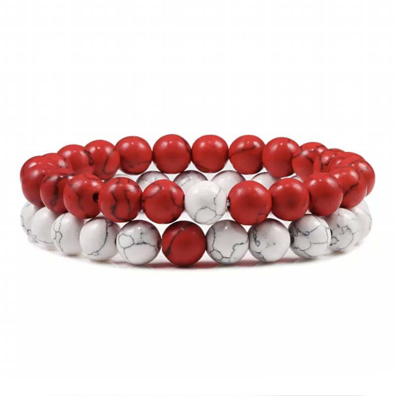 Natural Volcanic Stone White Pine Red Pine Tiger Eye Beaded Set LadyShow.Store