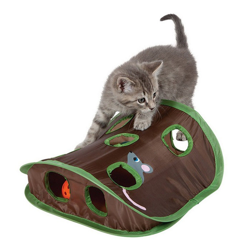 Cute Pet Cat Interactive Hide Seek Game 9 Holes Tunnel Mouse Hunt Intelligence Toy Pet Hidden Hole Kitten Foldable Toys Pets Fashion