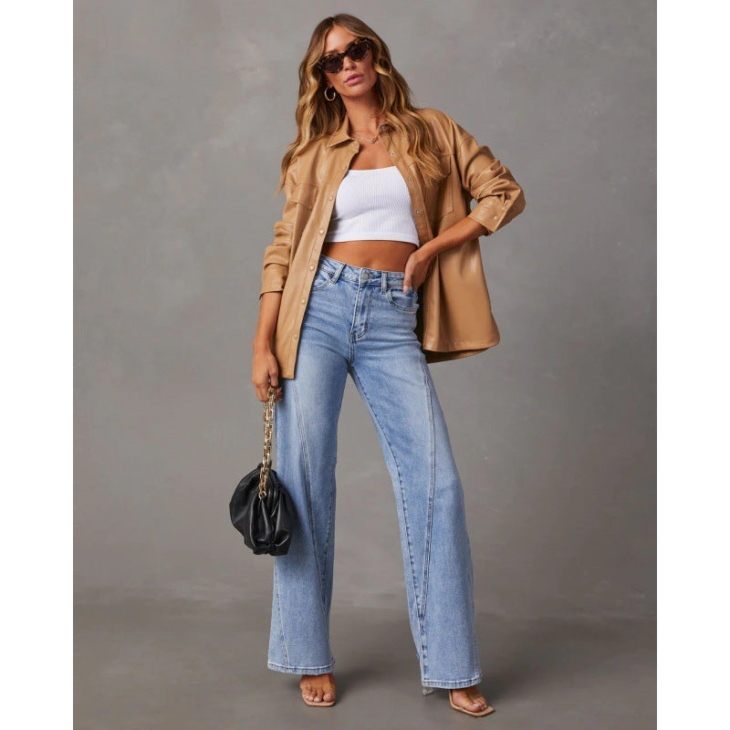 Casual Patchwork Women's Wide Leg Jeans CJD