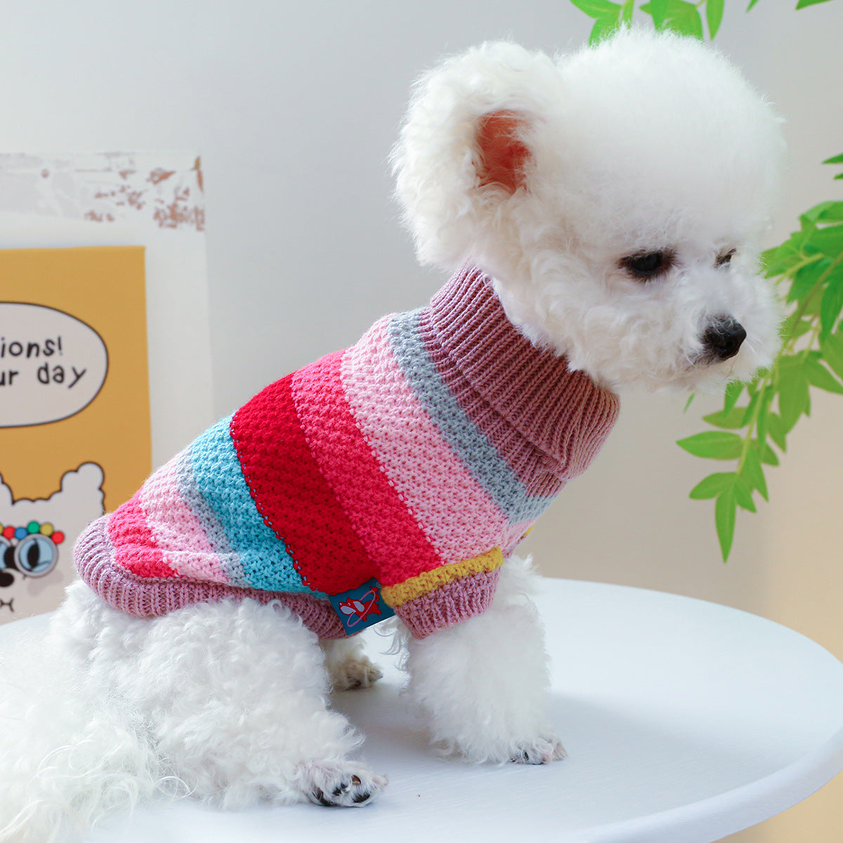 Pet Ring Comfortable Color Stripes Colorful Sweater Pets Fashion