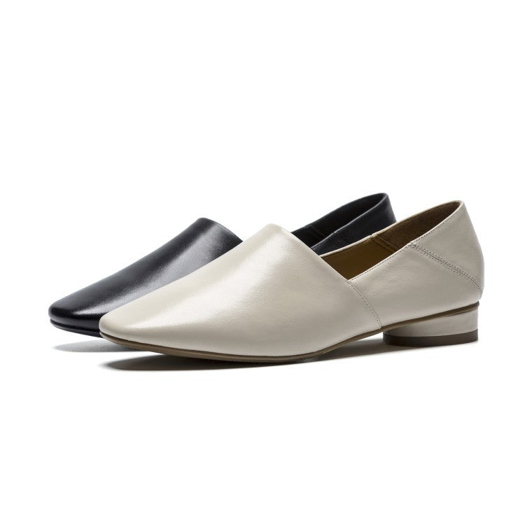 Women''s Shoes Flat Sole Square Head Deep Mouth Single Shoes LadyShow.Store