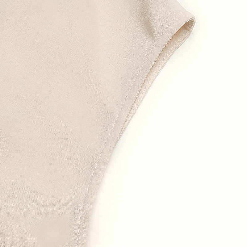 Pearl Neck Sleeveless Self-Tie Belt A-Line Midi Dress NorixaFashion.com