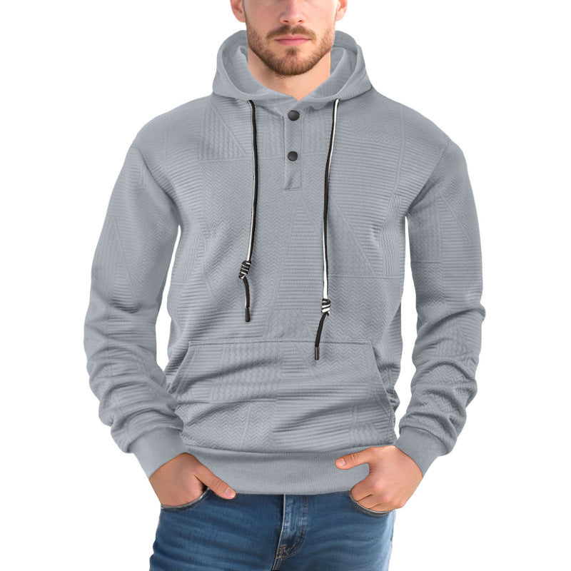 Pullover Solid Color Casual Sports Loose Long Sleeve Hooded Sweater Men LadyShow.Store