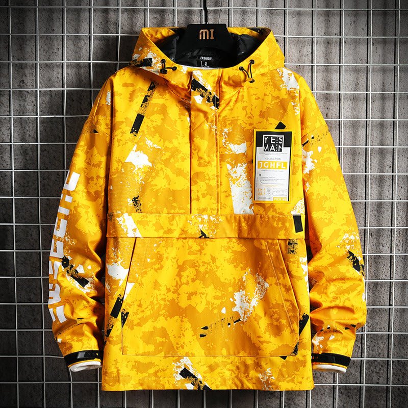 Hooded Plus Size Zipper Travel Yellow Regular Jacket