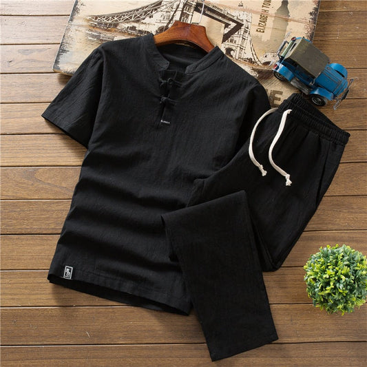 Chinese Style Short-Sleeved Linen Summer T-Shirt Pi-Mart