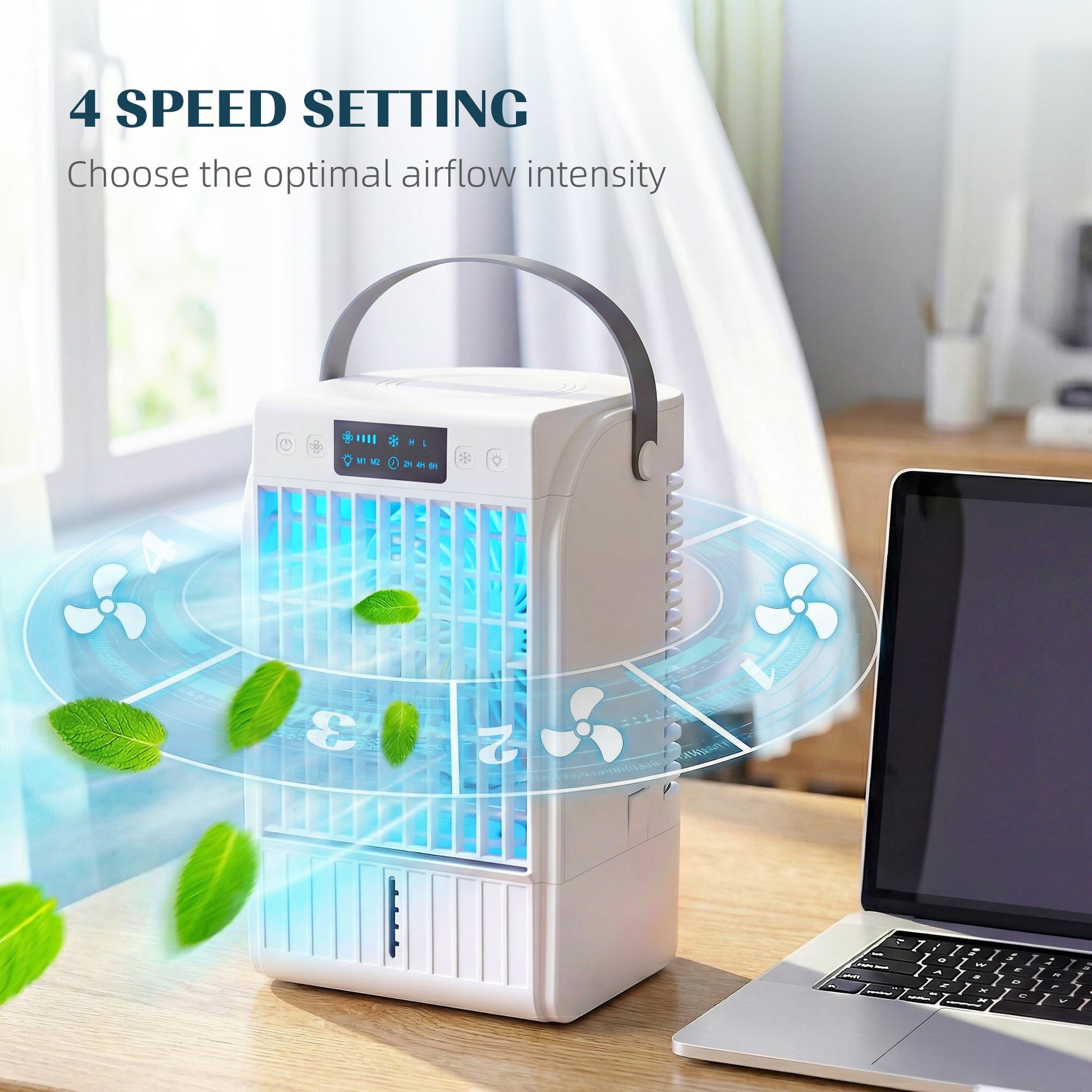 Portable Air Conditioner, 4-in-1 Mini Air Cooler with 4 Wind Speed, 2 Mist Mode, RGB 7 LED Light Best YouTube Store