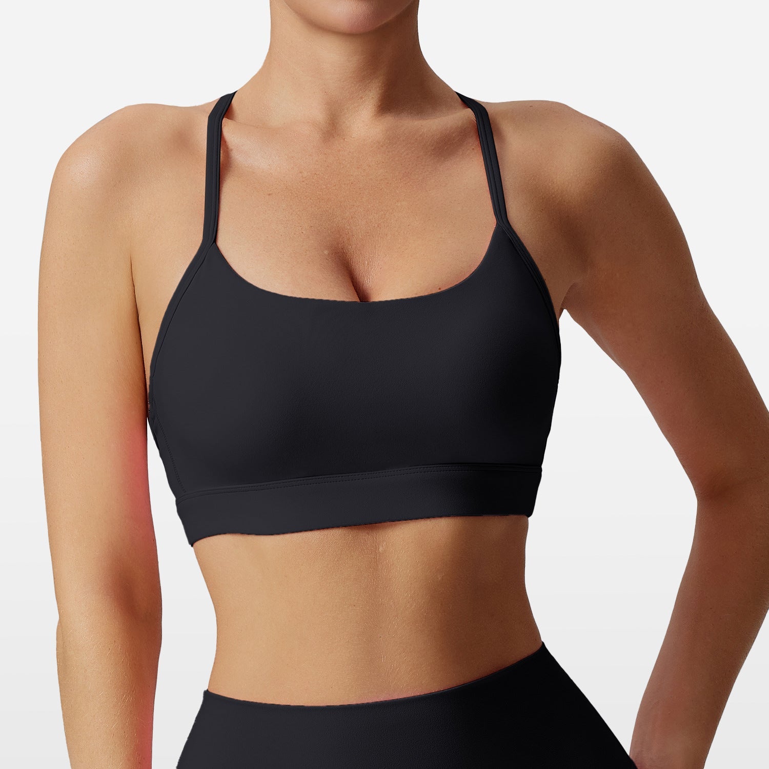Womens Solid-Colored Versatile Thin-Strap Shock-Absorbing Quick-Drying Yoga Tank Top LadyShow.Store
